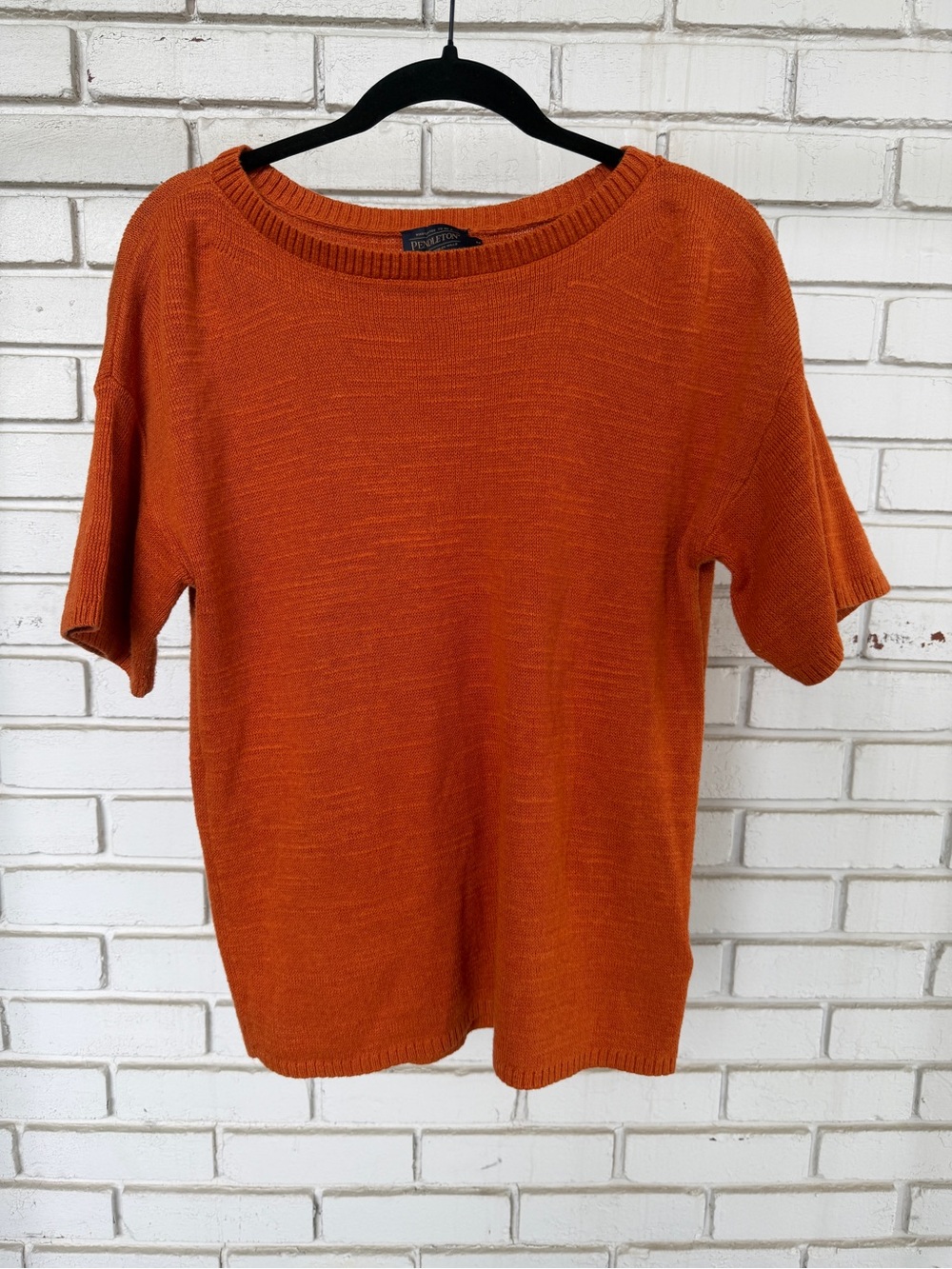 Pendleton Rust Orange Short Sleeve Knit Sweater